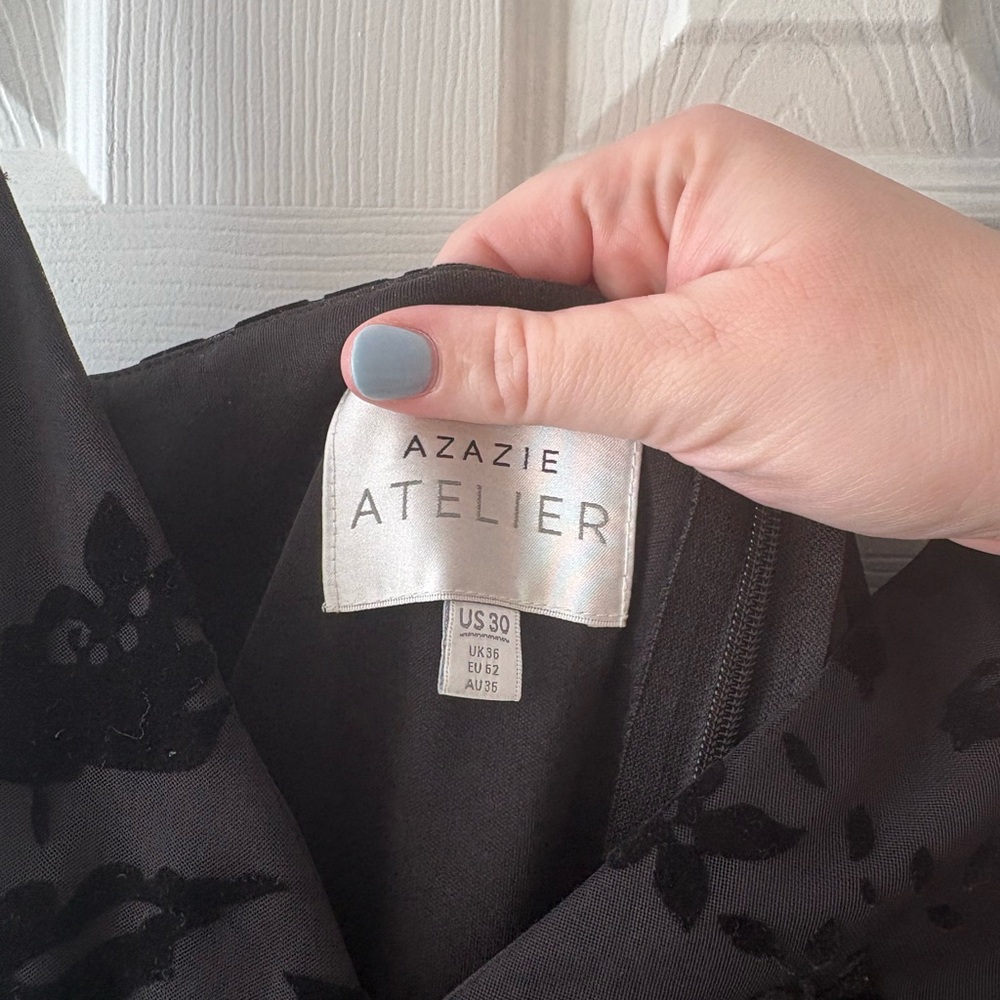 Azazie Black Floral Burnout Tiered Maxi Dress - Picture 6 of 6